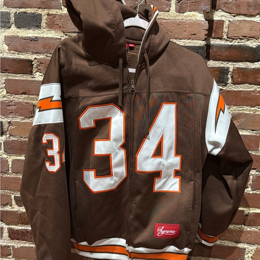 Supreme Brown Jacket with Orange and White Accents